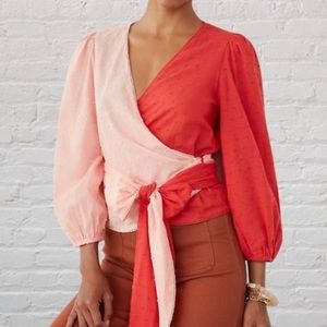 NWT Black and White colorblocked wrap top